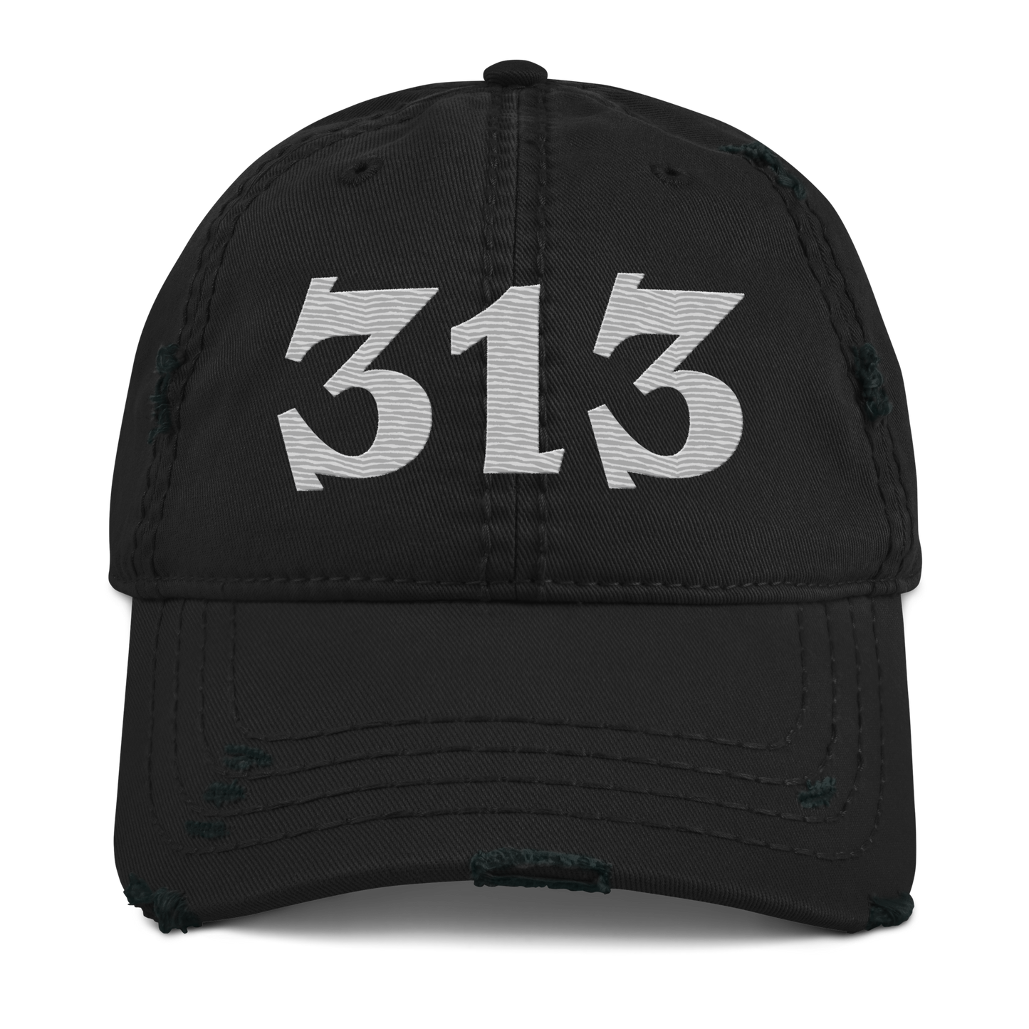 Detroit '313' Distressed Dad Hat (Angry Font) | Platinum