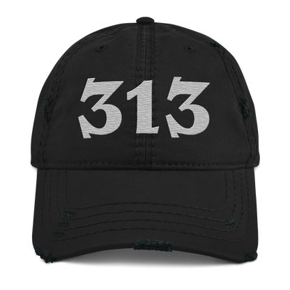 Detroit '313' Distressed Dad Hat (Angry Font) | Platinum