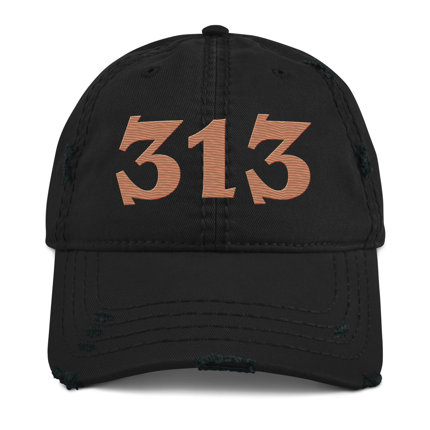 Detroit '313' Distressed Dad Hat (Angry Font) | Copper