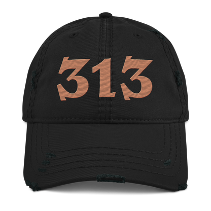 Detroit '313' Distressed Dad Hat (Angry Font) | Copper