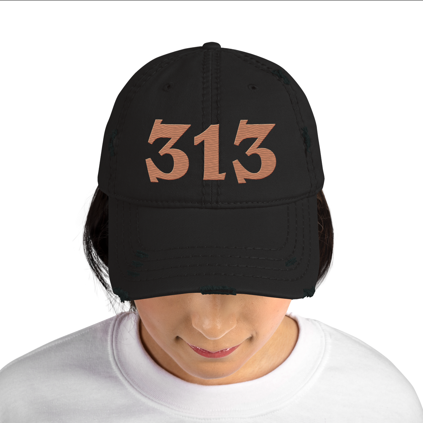 Detroit '313' Distressed Dad Hat (Angry Font) | Copper