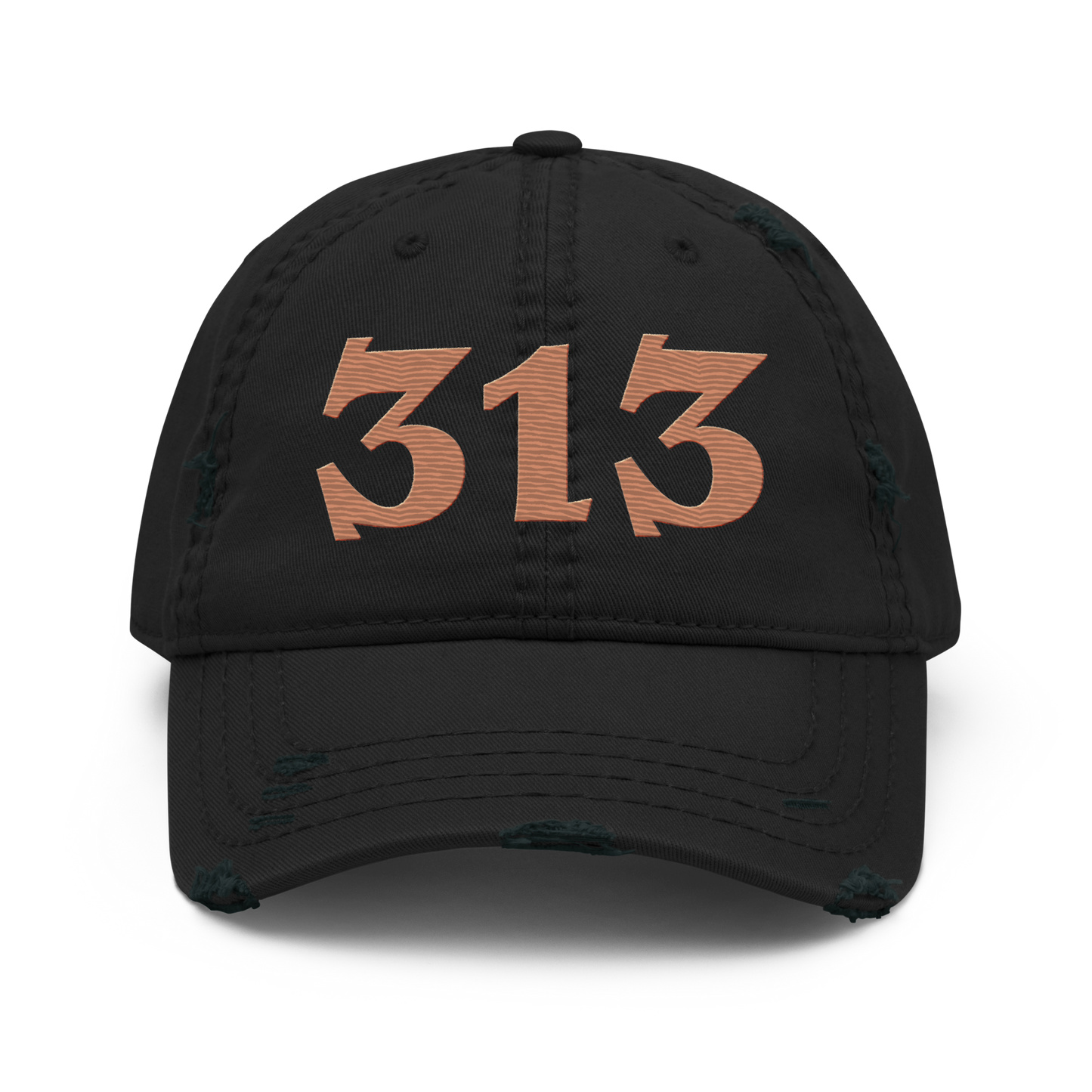 Detroit '313' Distressed Dad Hat (Angry Font) | Copper