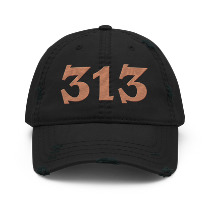 Detroit '313' Distressed Dad Hat (Angry Font) | Copper