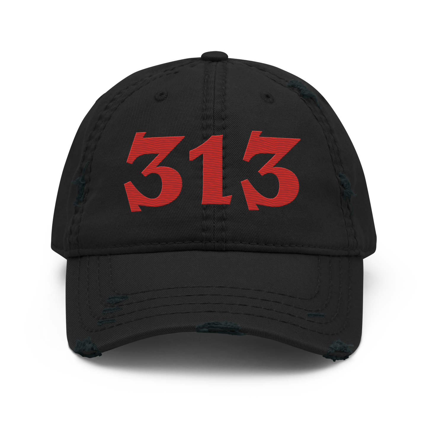 Detroit '313' Distressed Dad Hat (Angry Font) | Aliform Red