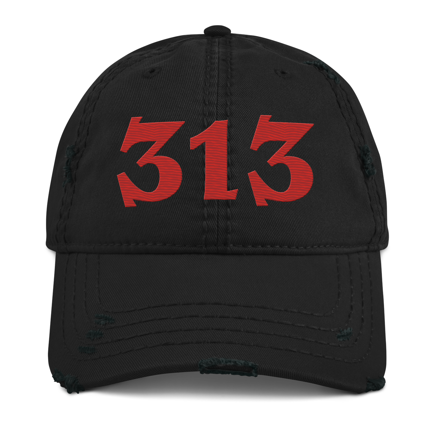 Detroit '313' Distressed Dad Hat (Angry Font) | Aliform Red