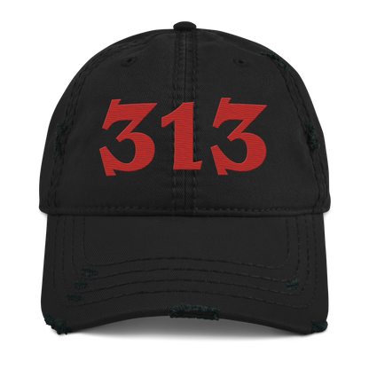 Detroit '313' Distressed Dad Hat (Angry Font) | Aliform Red