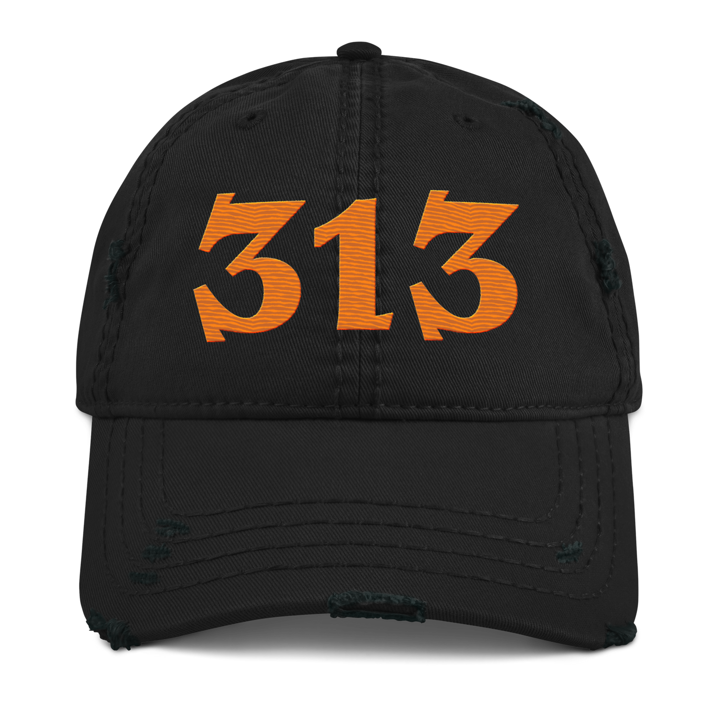 Detroit '313' Distressed Dad Hat (Angry Font) | Orange