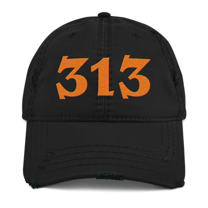 Detroit '313' Distressed Dad Hat (Angry Font) | Orange