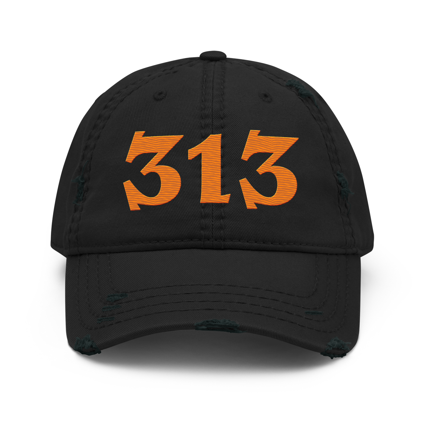 Detroit '313' Distressed Dad Hat (Angry Font) | Orange