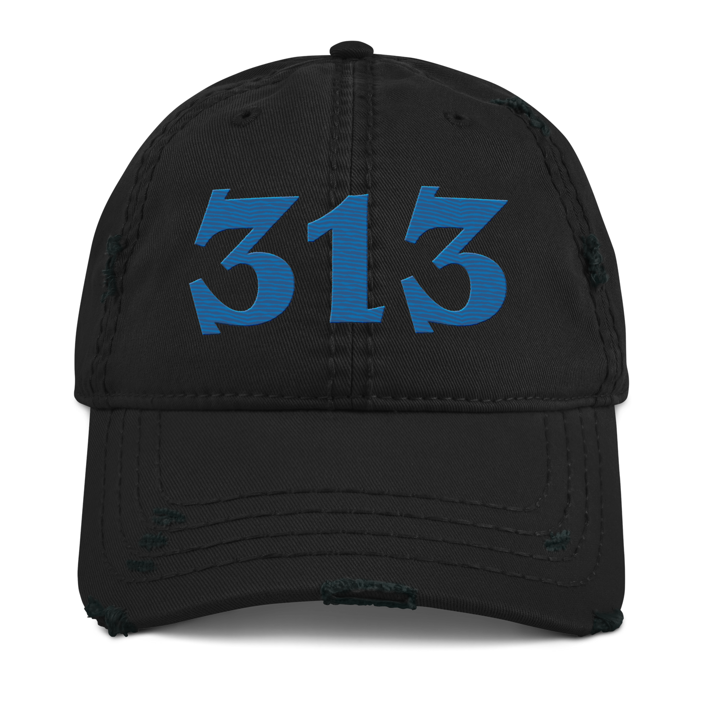 Detroit '313' Distressed Dad Hat (Angry Font) | Azure