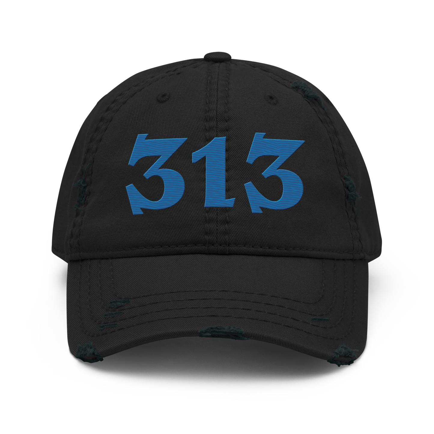 Detroit '313' Distressed Dad Hat (Angry Font) | Azure