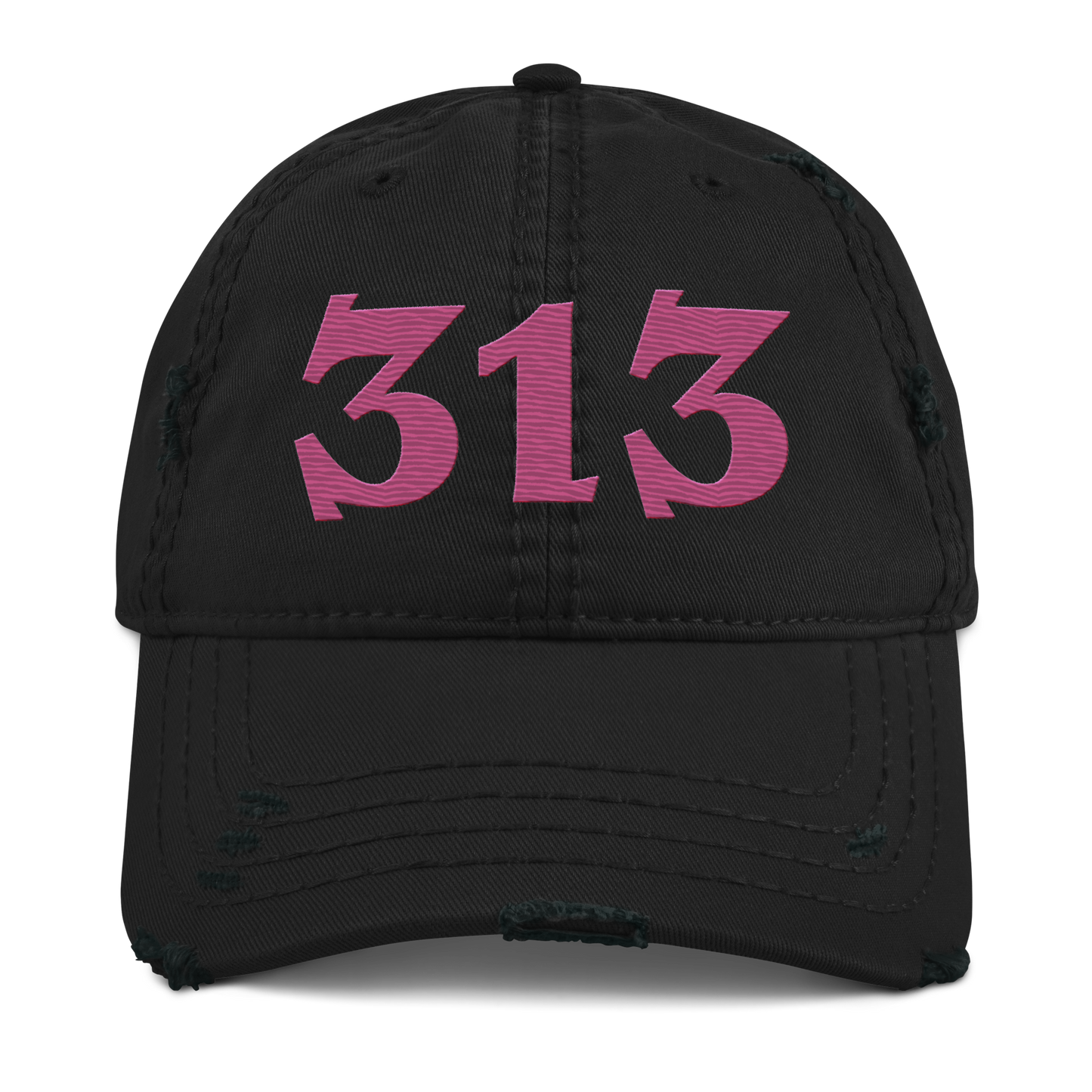 Detroit '313' Distressed Dad Hat (Angry Font) | Apple Blossom Pink