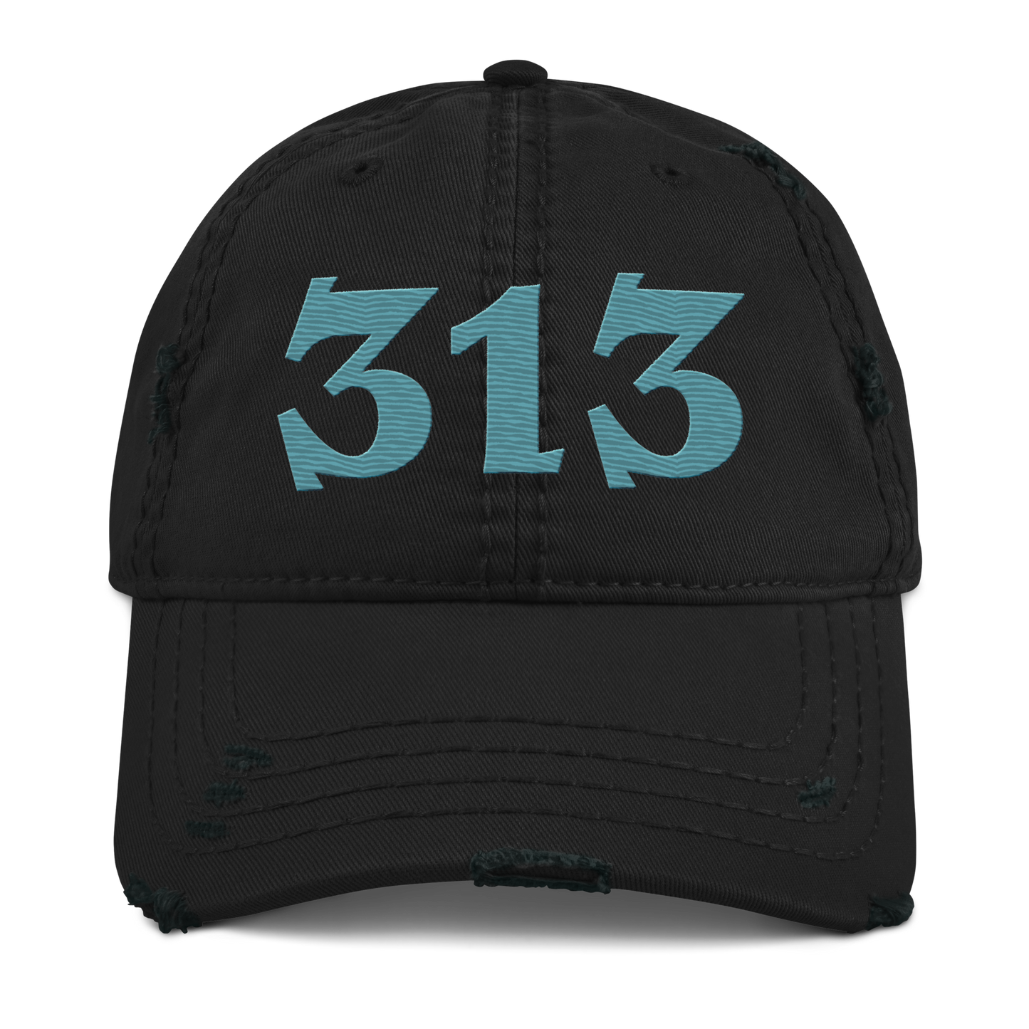 Detroit '313' Distressed Dad Hat (Angry Font) | Huron Blue