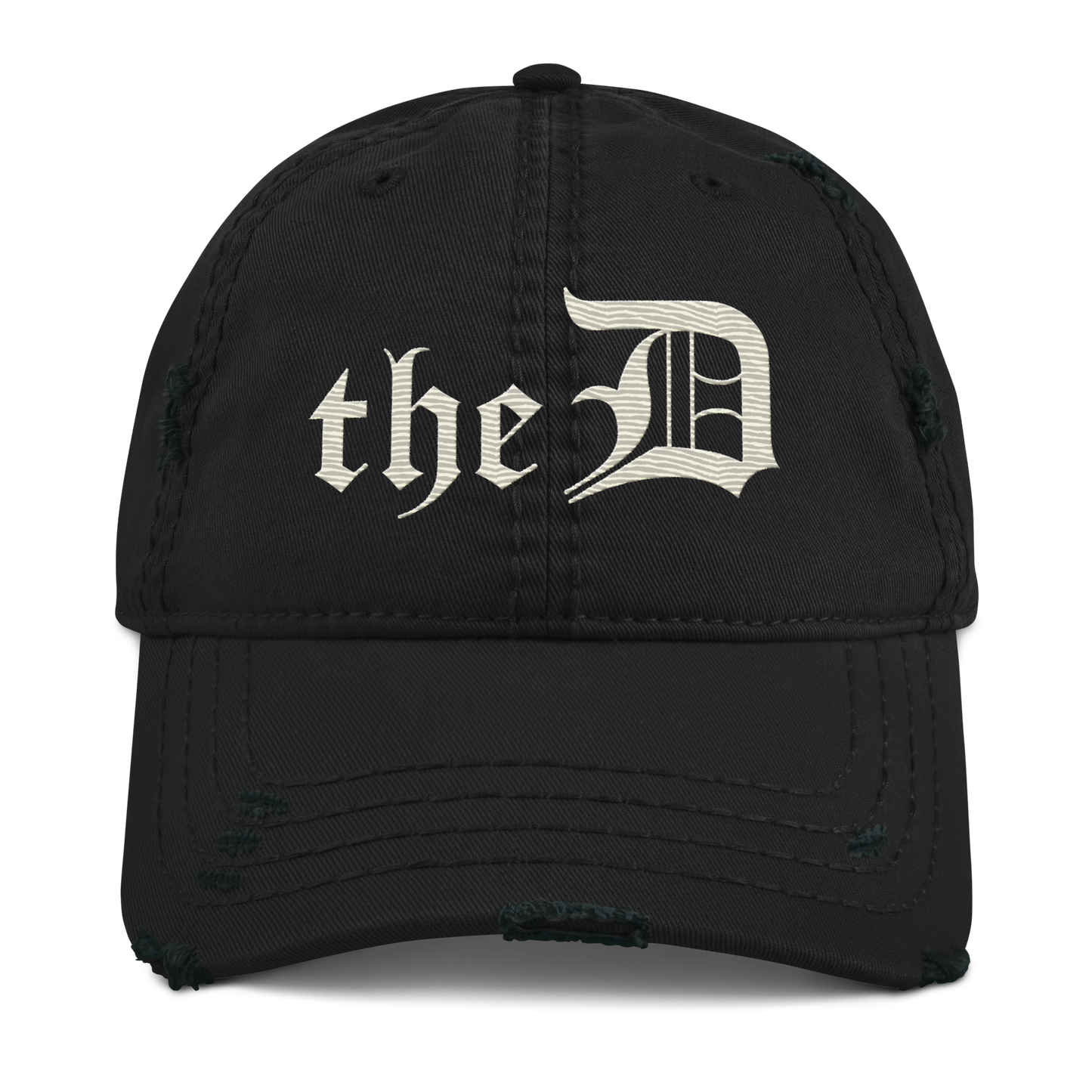 Detroit 'The D' Distressed Dad Hat | Ivory White