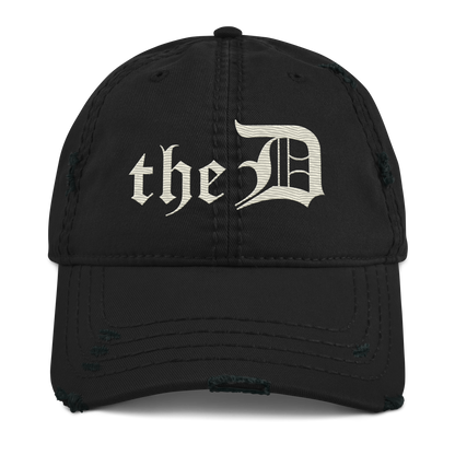 Detroit 'The D' Distressed Dad Hat | Ivory White