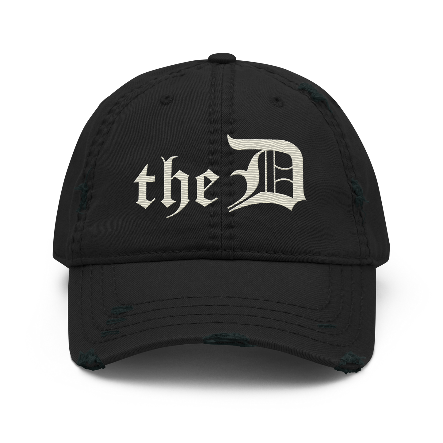 Detroit 'The D' Distressed Dad Hat | Ivory White