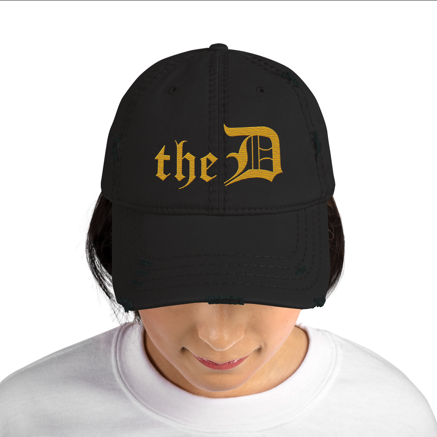 Detroit 'The D' Distressed Dad Hat | Gold