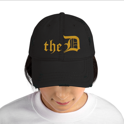 Detroit 'The D' Distressed Dad Hat | Gold