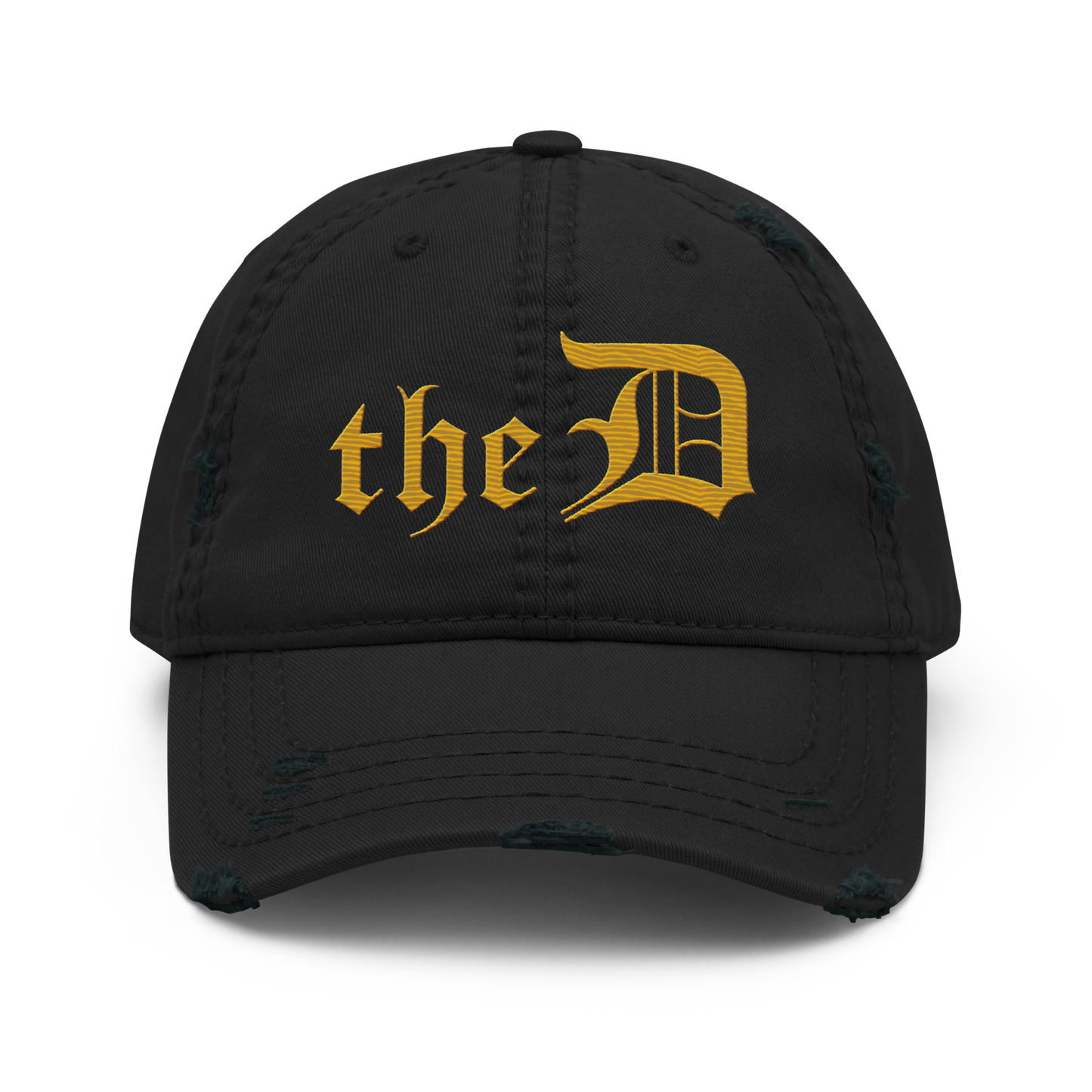 Detroit 'The D' Distressed Dad Hat | Gold