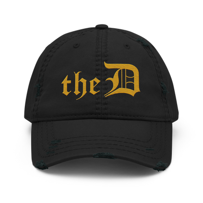 Detroit 'The D' Distressed Dad Hat | Gold