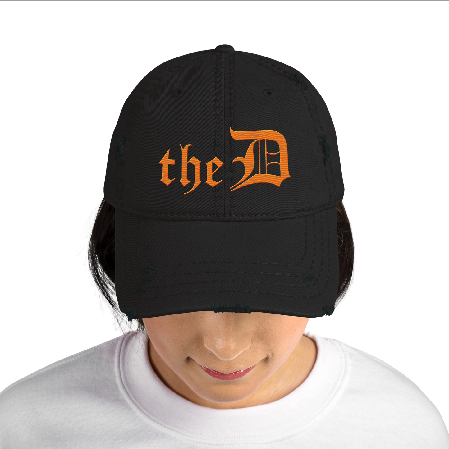 Detroit 'The D' Distressed Dad Hat | Orange