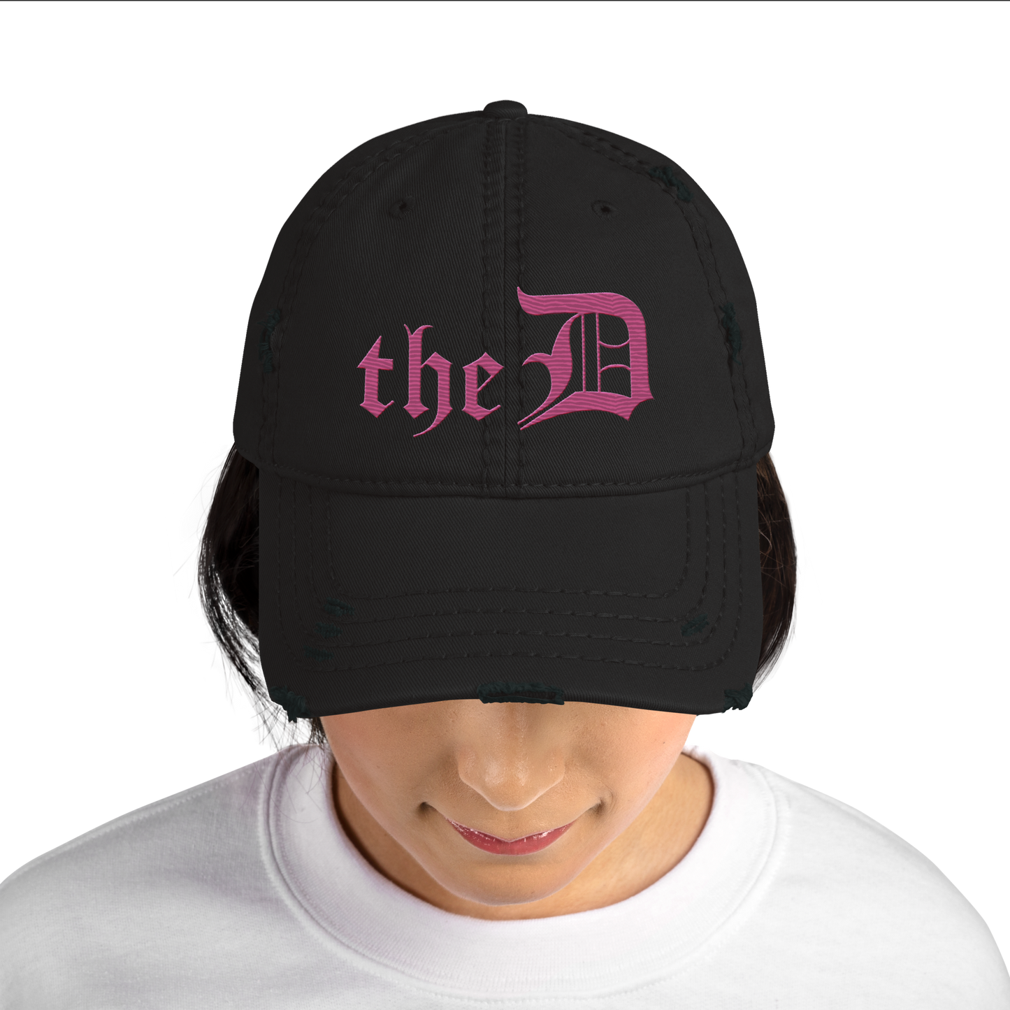 Detroit 'The D' Distressed Dad Hat | Apple Blossom Pink