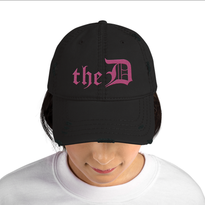 Detroit 'The D' Distressed Dad Hat | Apple Blossom Pink