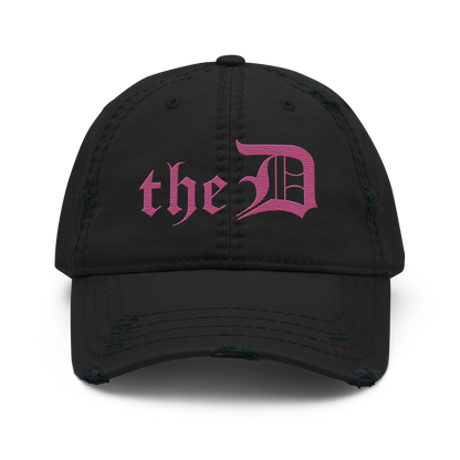 Detroit 'The D' Distressed Dad Hat | Apple Blossom Pink