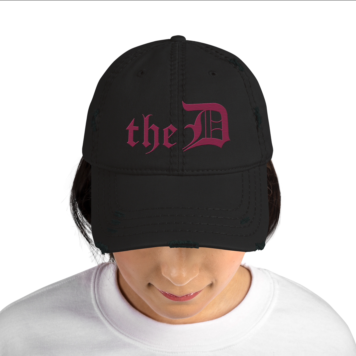 Detroit 'The D' Distressed Dad Hat | Ruby Red