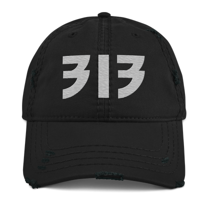 Detroit '313' Distressed Dad Hat (Glam Font) | Platinum