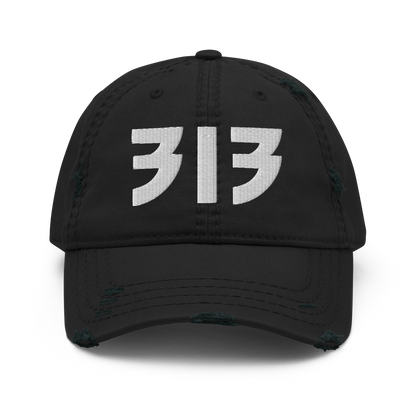 Detroit '313' Distressed Dad Hat (Glam Font)