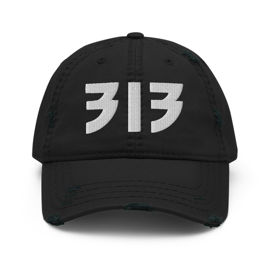 Detroit '313' Distressed Dad Hat (Glam Font)