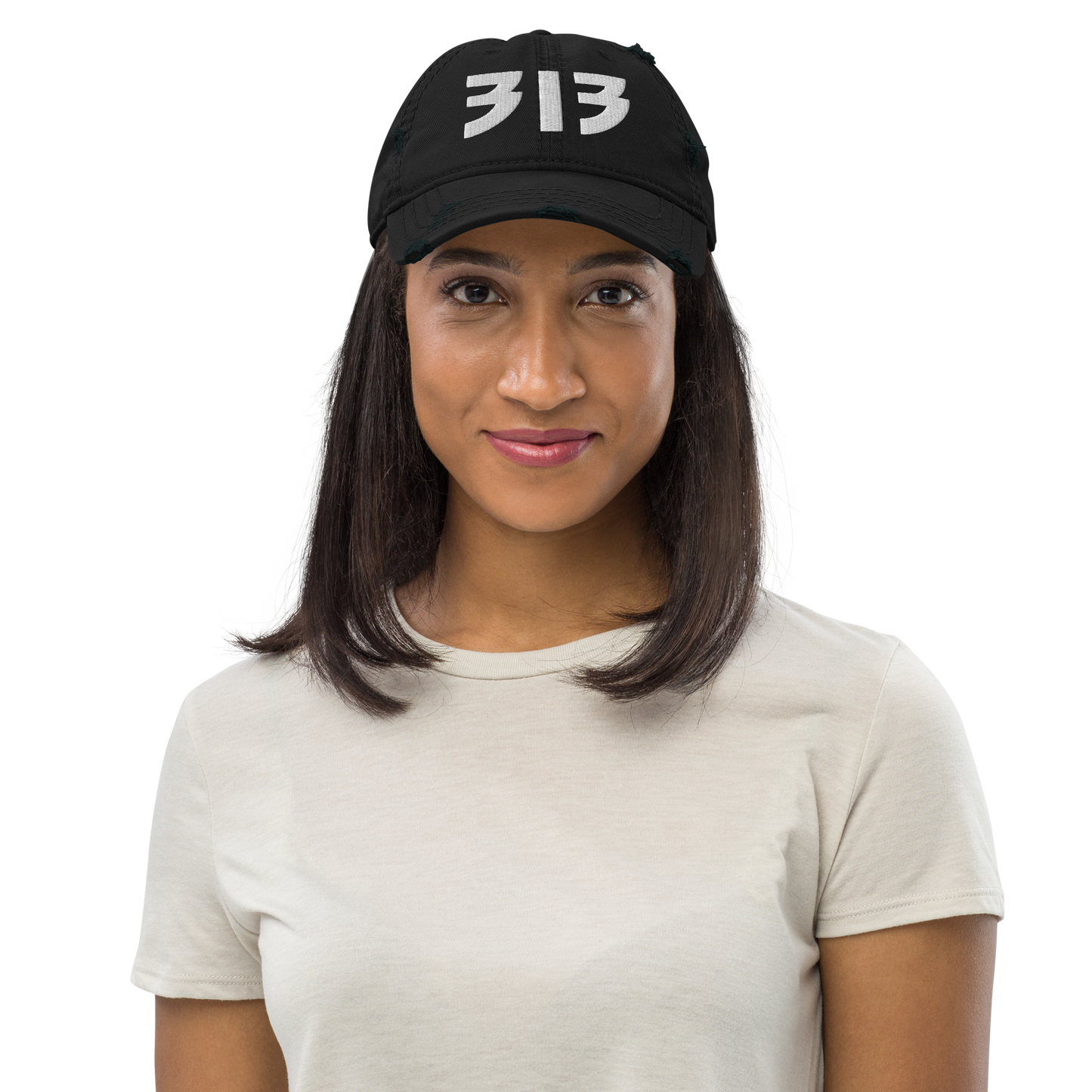 Detroit '313' Distressed Dad Hat (Glam Font)