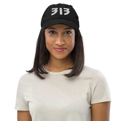 Detroit '313' Distressed Dad Hat (Glam Font)