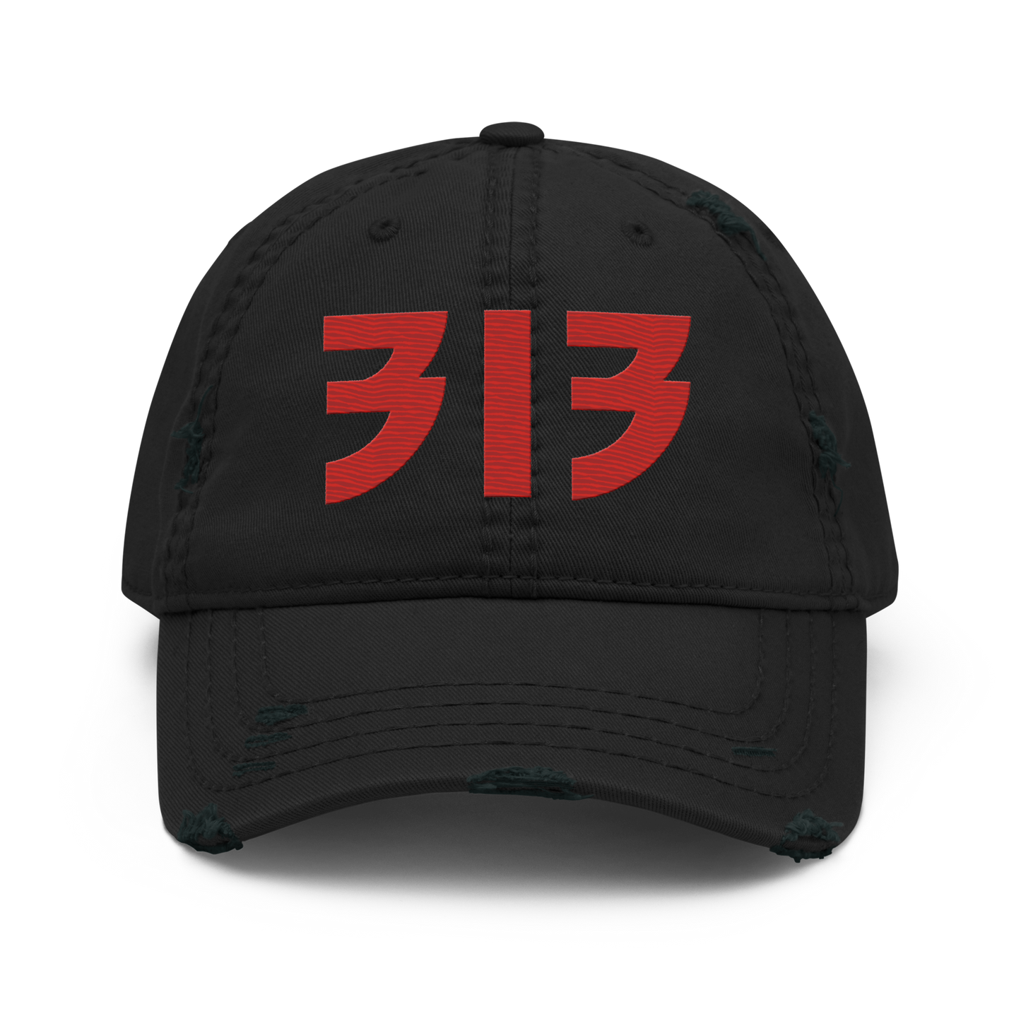 Detroit '313' Distressed Dad Hat (Glam Font) | Aliform Red