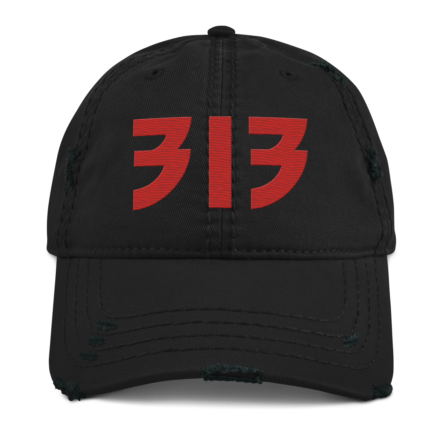 Detroit '313' Distressed Dad Hat (Glam Font) | Aliform Red