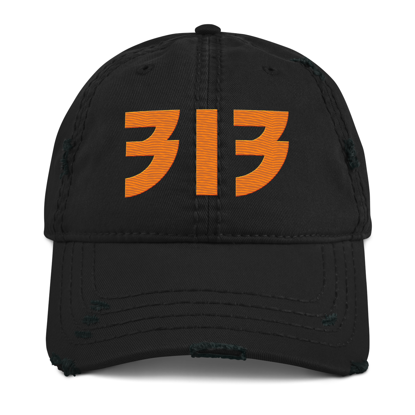 Detroit '313' Distressed Dad Hat (Glam Font) | Orange