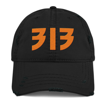 Detroit '313' Distressed Dad Hat (Glam Font) | Orange