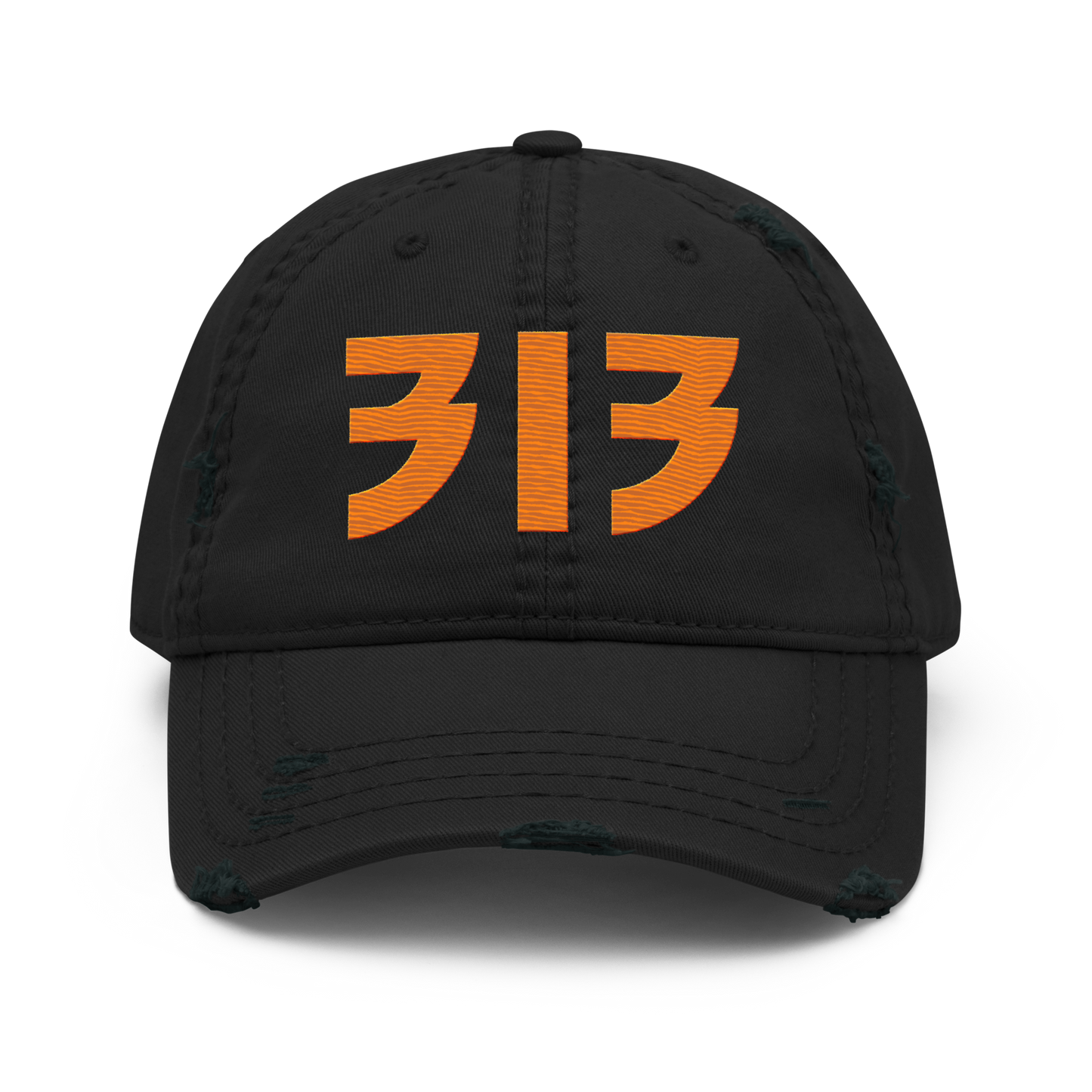 Detroit '313' Distressed Dad Hat (Glam Font) | Orange