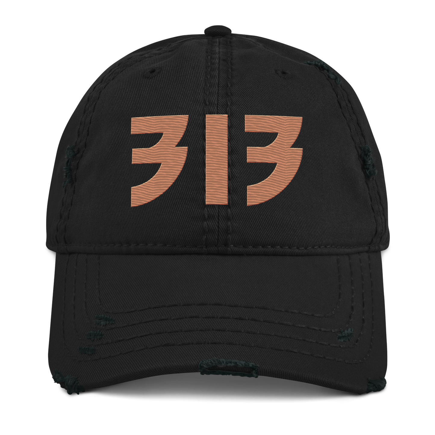 Detroit '313' Distressed Dad Hat (Glam Font) | Copper