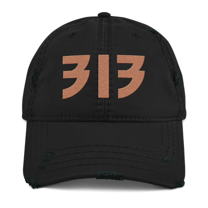 Detroit '313' Distressed Dad Hat (Glam Font) | Copper