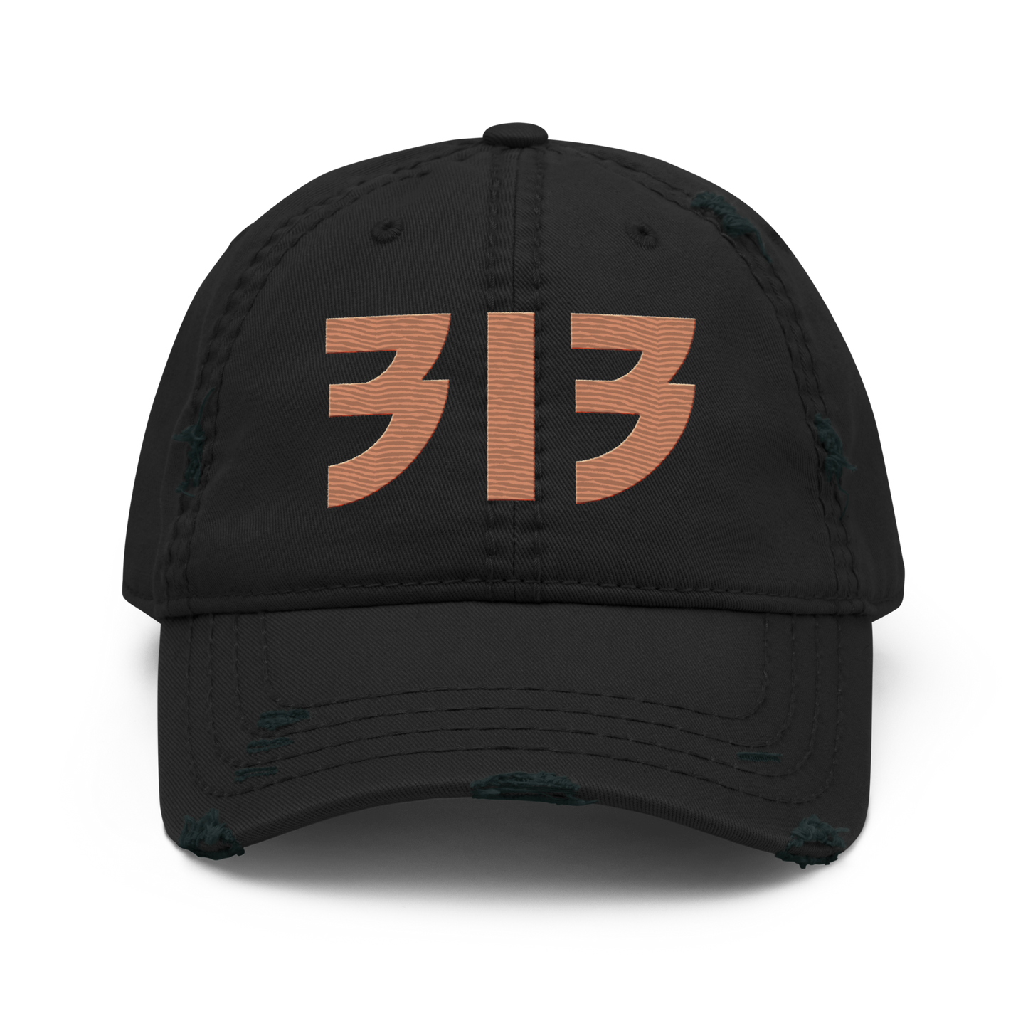 Detroit '313' Distressed Dad Hat (Glam Font) | Copper