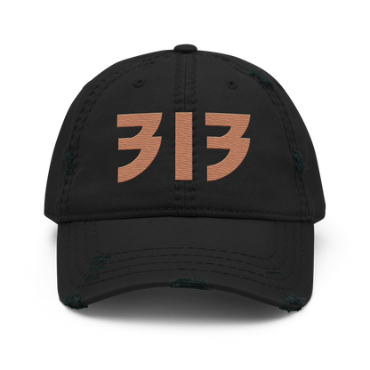 Detroit '313' Distressed Dad Hat (Glam Font) | Copper