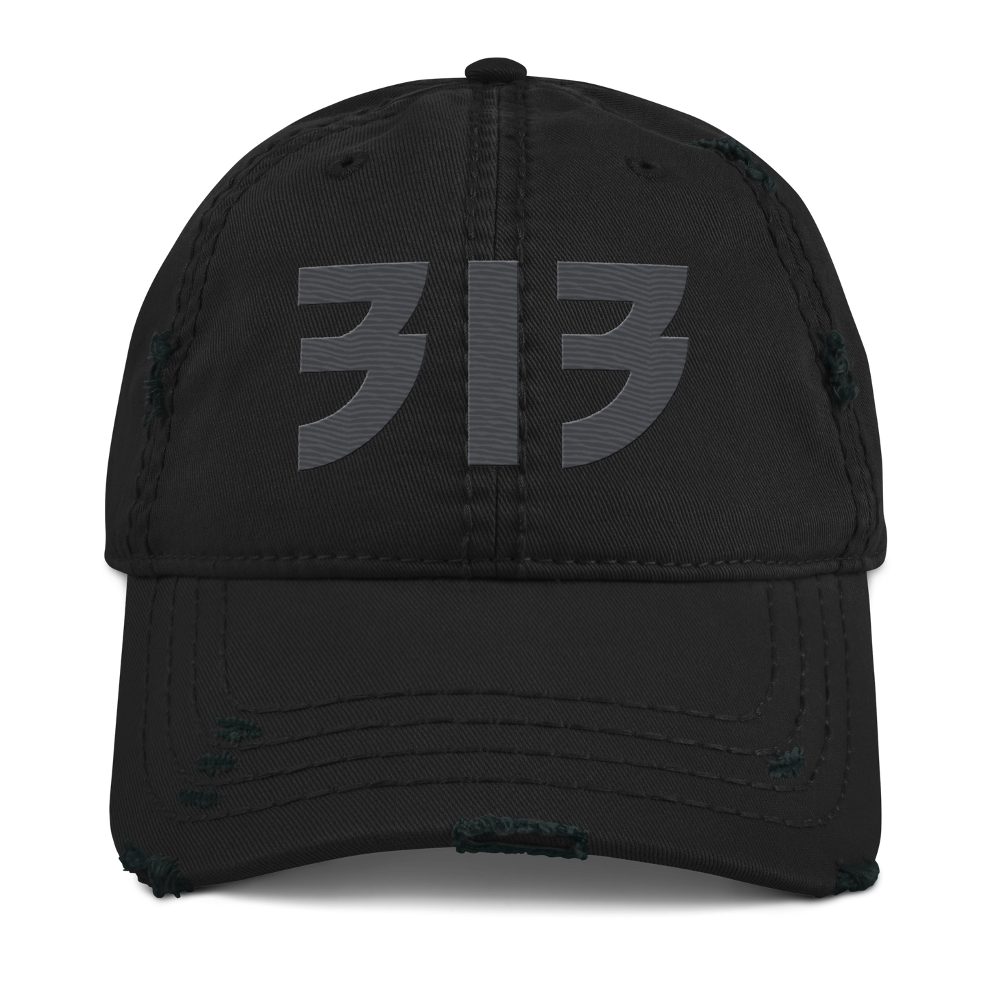 Detroit '313' Distressed Dad Hat (Glam Font) | Iron Ore Grey