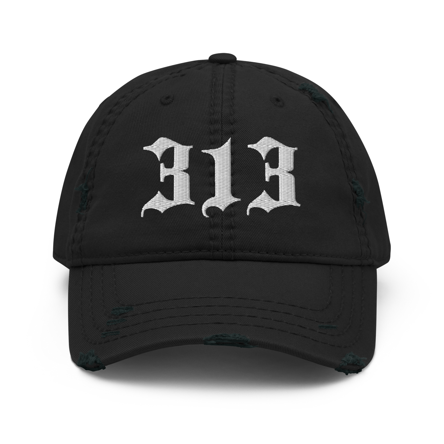 Detroit '313' Distressed Dad Hat (Old English)