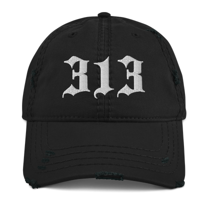 Detroit '313' Distressed Dad Hat (Old English)