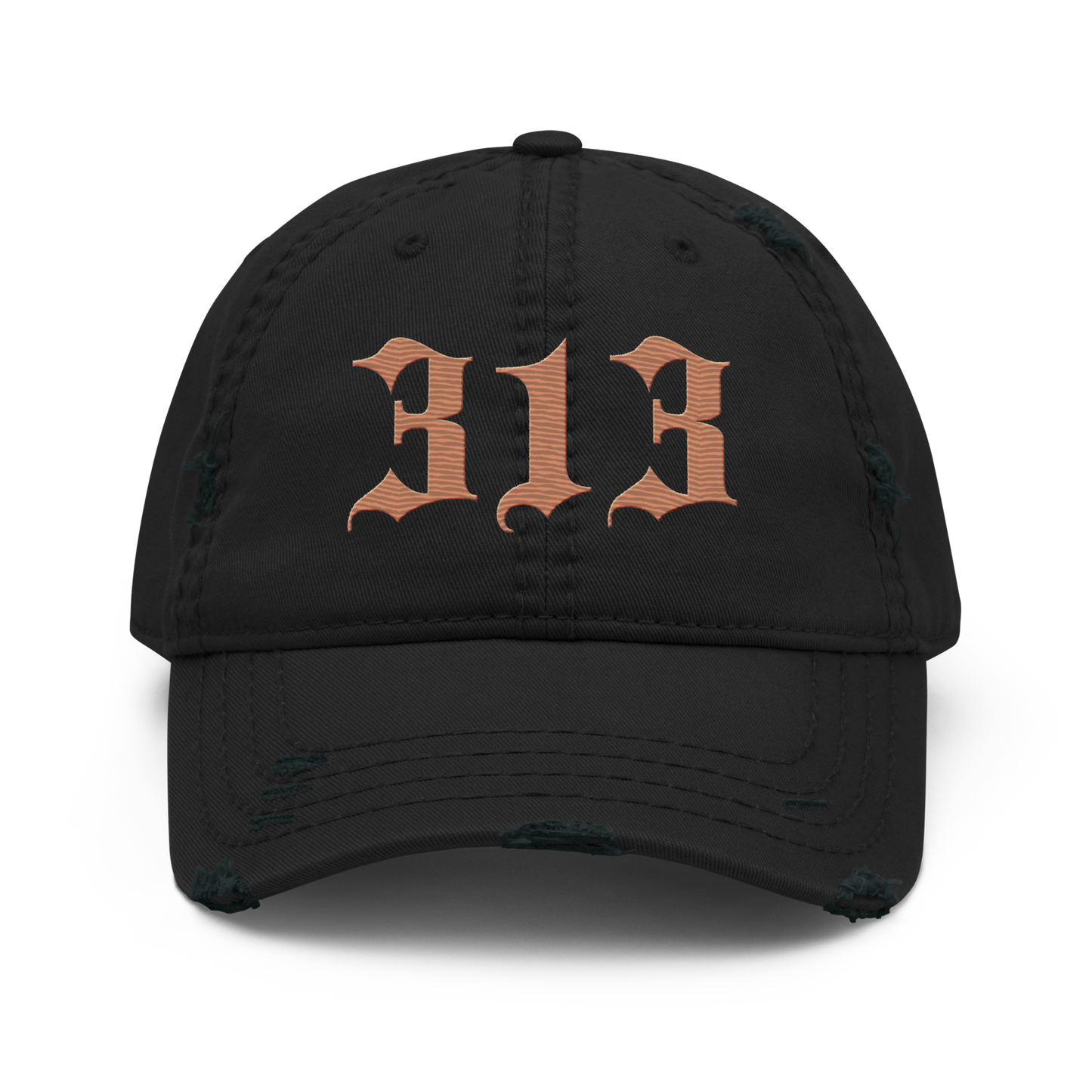 Detroit '313' Distressed Dad Hat (Old English) | Copper