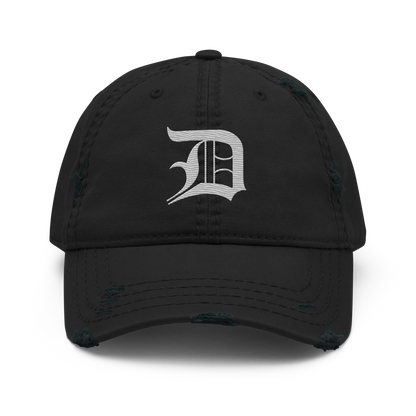 Detroit 'Old English D' Distressed Dad Hat | Platinum