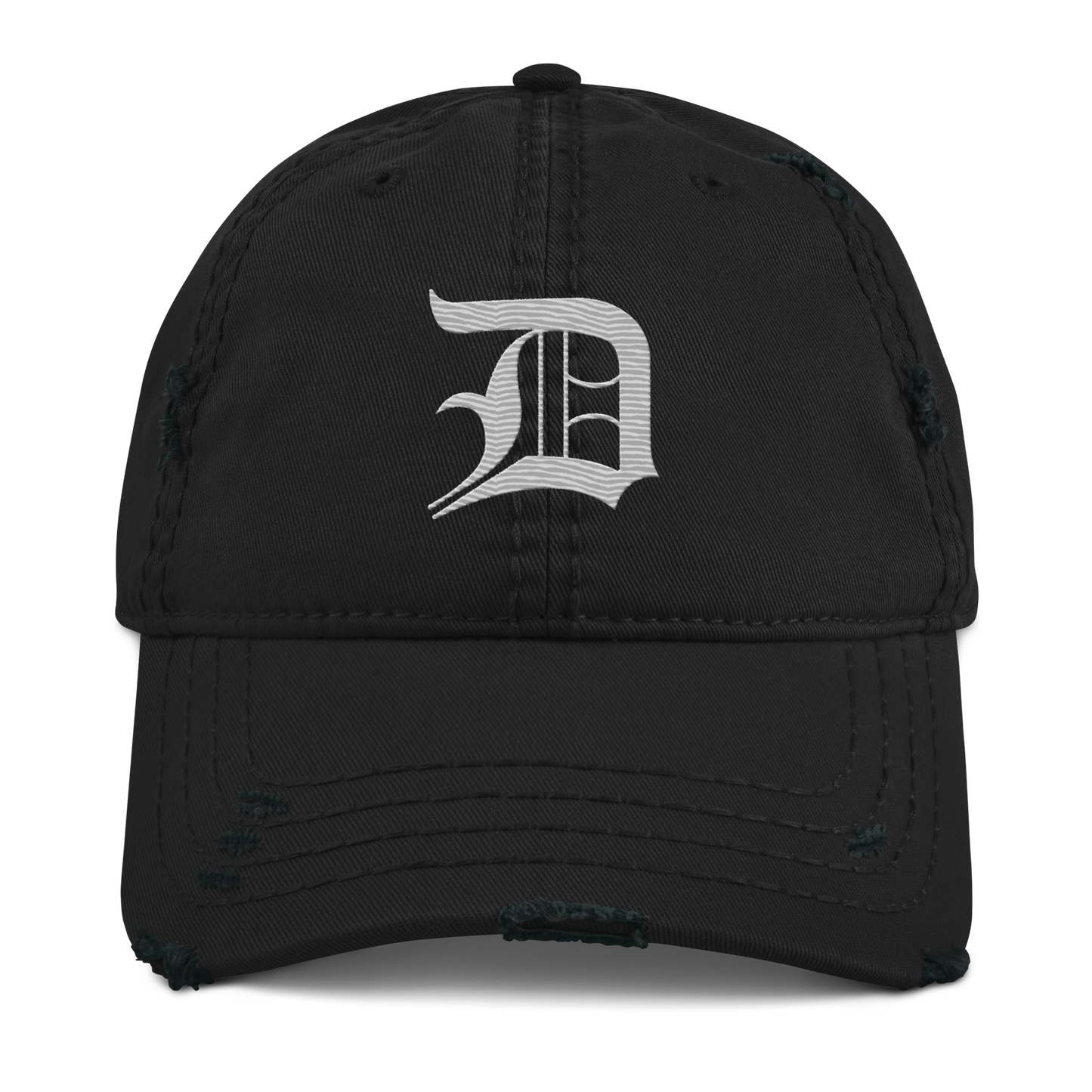 Detroit 'Old English D' Distressed Dad Hat | Platinum