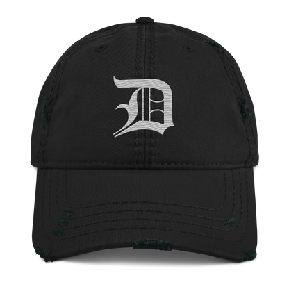 Detroit 'Old English D' Distressed Dad Hat | Platinum